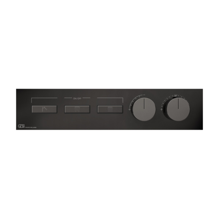 Gessi Hi-Fi Термостат для душа, с включением до 3 источников одновременно (внешняя часть), цвет: Black Metal PVD