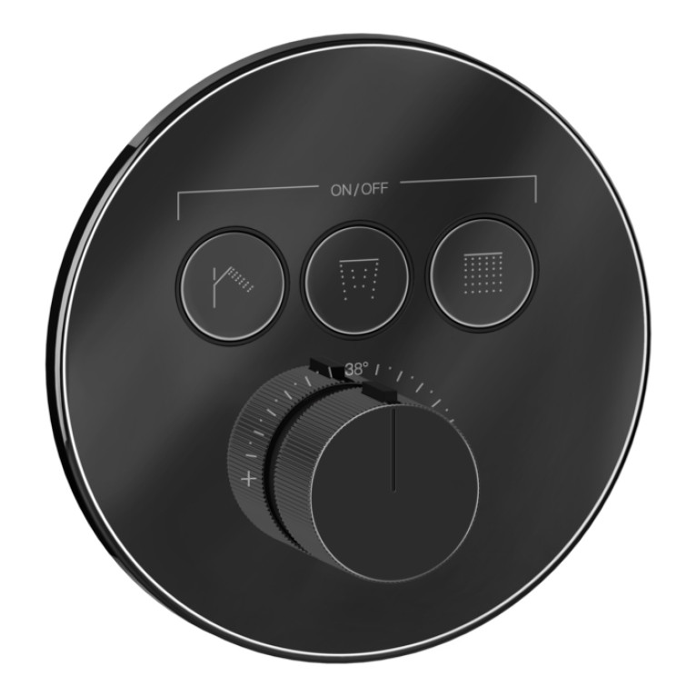 GESSI HI-FI COMFORT Смеситель настенный встраиваемый, термостатический, с 3 запорными кнопками, цвет Black Metal PVD