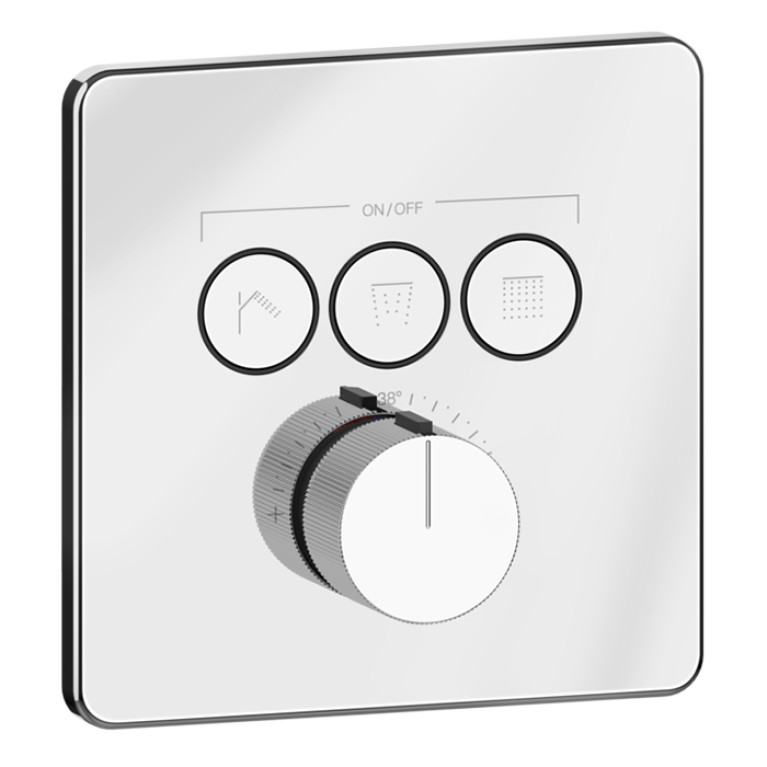 GESSI HI-FI COMFORT Смеситель настенный встраиваемый, термостатический, с 3 запорными кнопками, цвет хром