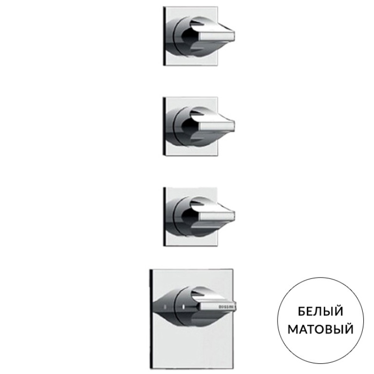 BOSSINI APICE Смеситель для душа встраиваемый, термостатический, 3 запорных вентиля, внешняя часть, цвет белый матовый