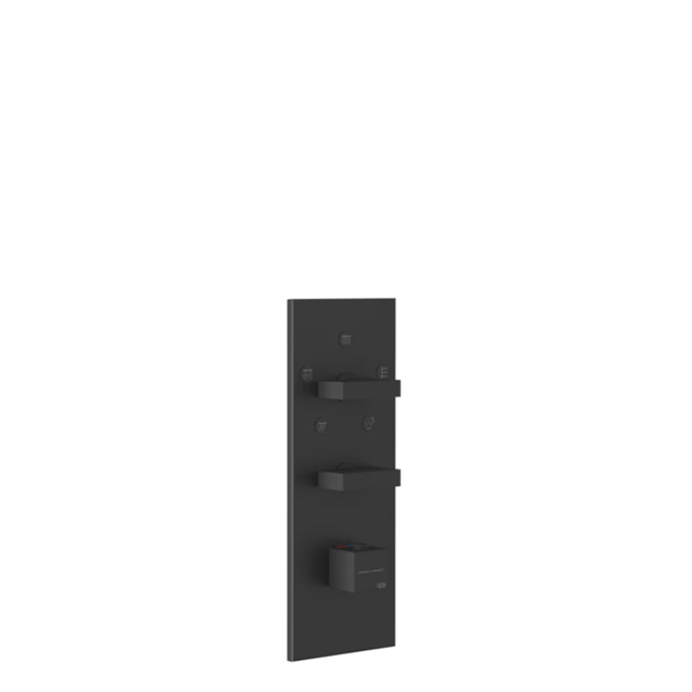 Gessi Rettangolo Встраиваемый термостат, подключение на 3/4&rdquo;, с 5ю выходами и селектором(внешние части), цвет: черный