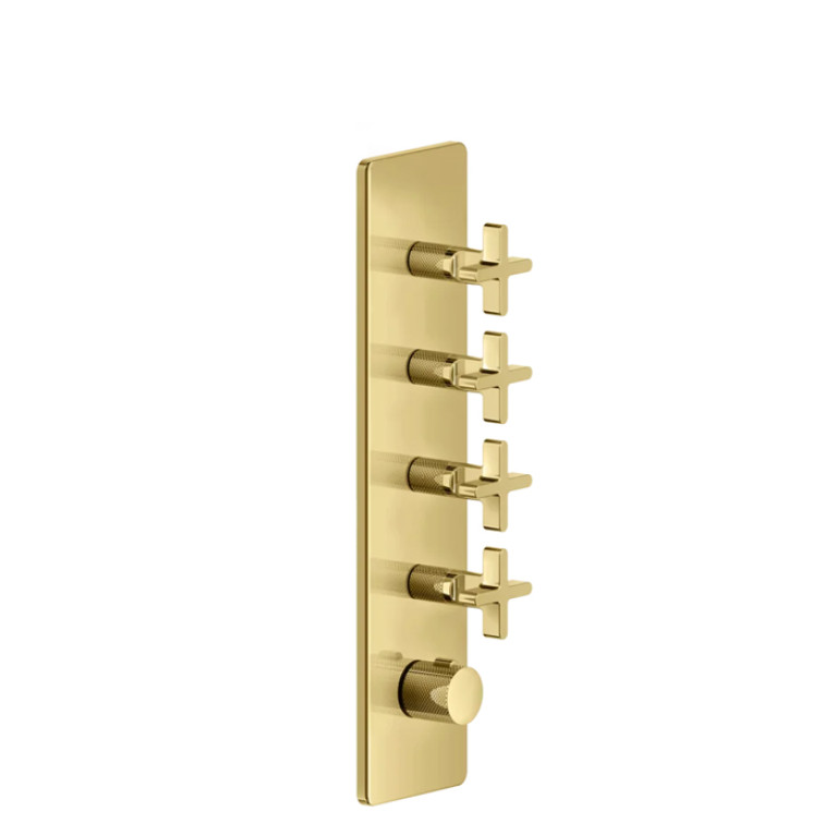 GESSI INCISO Встраиваемый термостатический смеситель на 4 источника, резьба 3/4 (внешние части), цвет: золото