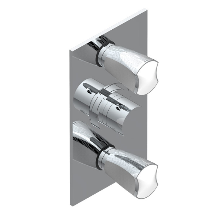 THG PORCELAIN BLANCHE DECOR PLATINE Смеситель для душа встраиваемый, термостатический, с 2 запорными вентилями, внешняя часть, цвет хром