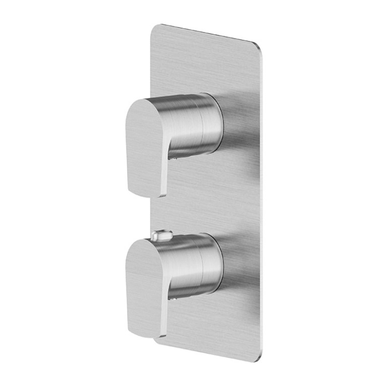 Newform Haka Внешняя часть термостатического смесителя, на 2 источника , цвет: PVD brushed stainless steel