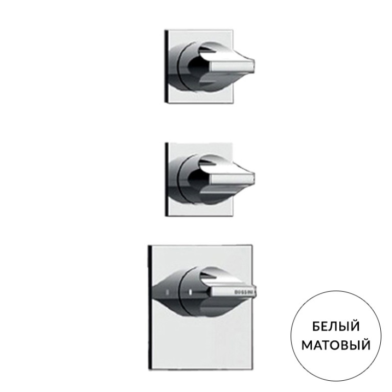 BOSSINI APICE Смеситель для душа встраиваемый, термостатический, 2 запорных вентиля, внешняя часть, цвет белый матовый