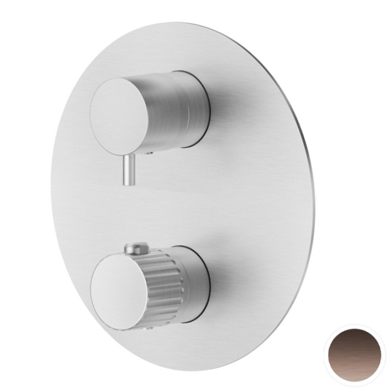 Newform Steel Line внешняя часть термостатического смесителя,  цвет pvd brushed copper bronze
