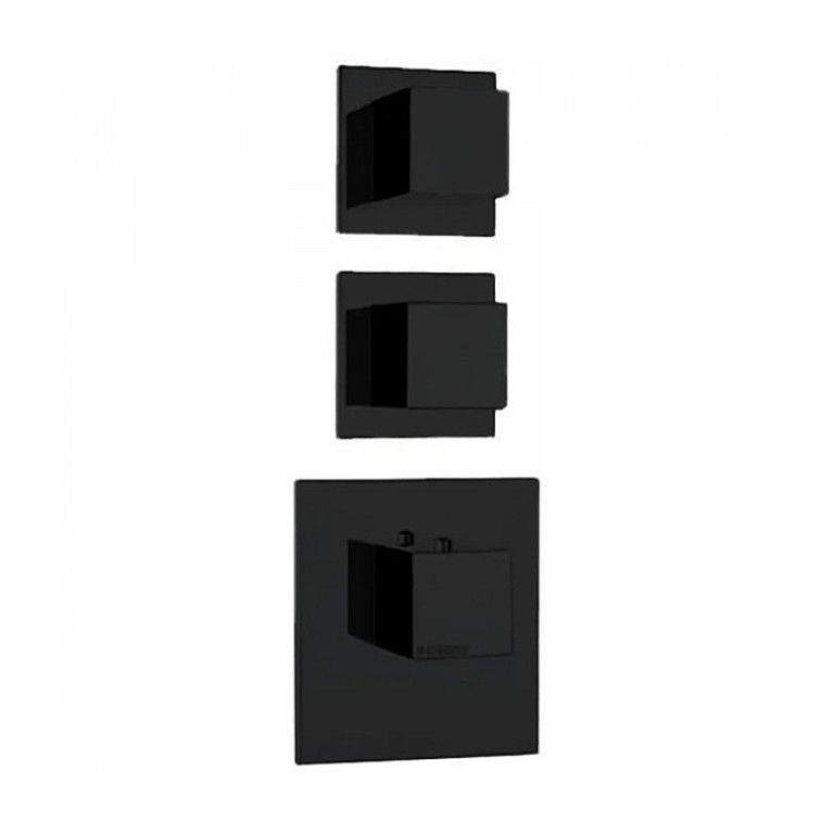 Bossini Cube Термостат для душа, встраиваемый (внешняя часть), с девиаторм/запорным вентилем на 2 - 4 выхода, уст-ка верт/гор., цвет: черный матовый