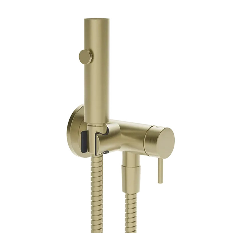 Gessi Cono GESSI ELEGANZA Гигиенический душ с наст. держ. со смесителем,с подводом воды и шлангом 1250 мм., цвет: Brass Br. PVD