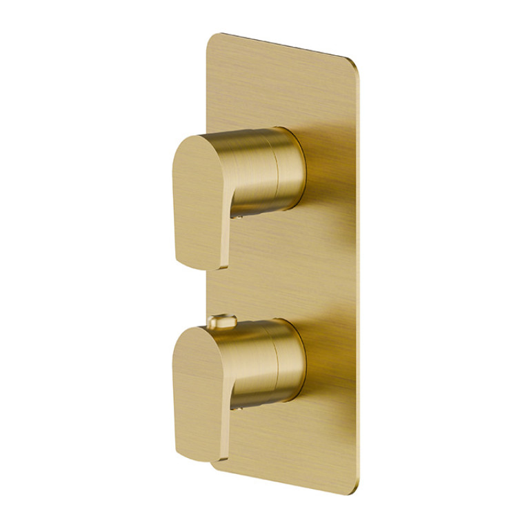 Newform Haka Внешняя часть термостатического смесителя,  на 2 источника , цвет: PVD brushed gold