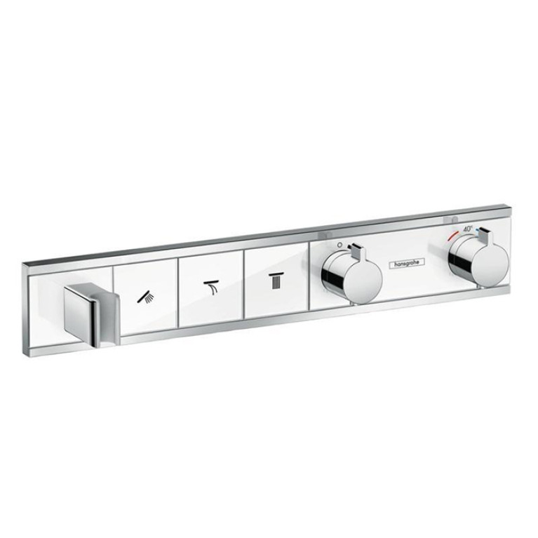 HG RainSelect Встраиваемый термостат для душа на 3 источника, с держ. душа (внешняя часть), цвет: белый/хром