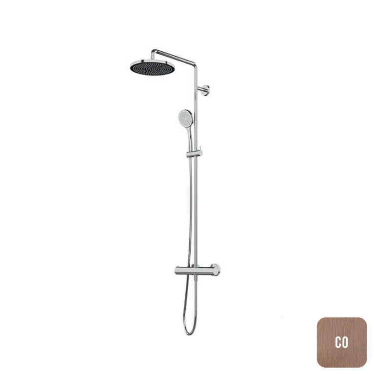 ALMAR Термостатическая душевая колонна с функцией VELVET 230 мм, цвет Copper Brushed PVD
