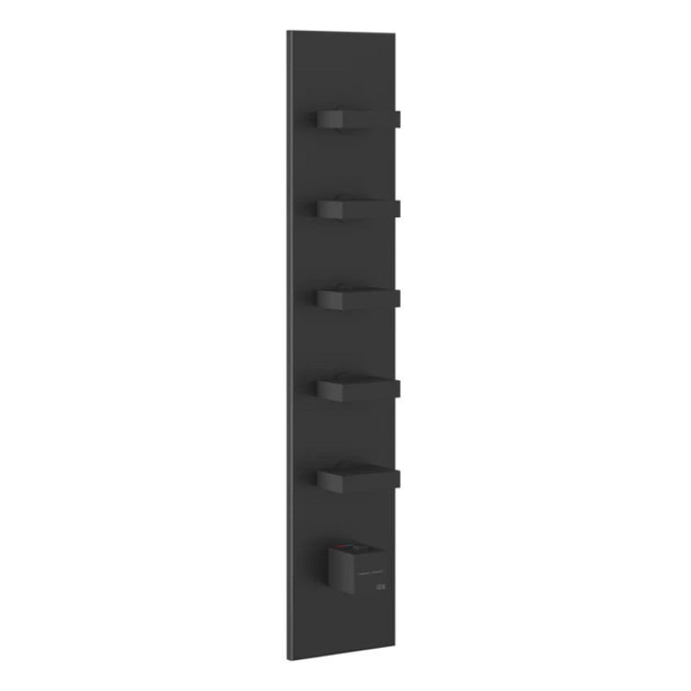 Gessi Rettangolo Встраиваемый термостат, подключение на 3/4&rdquo;, с 5ю независимыми выходами(внешние части), цвет: черный