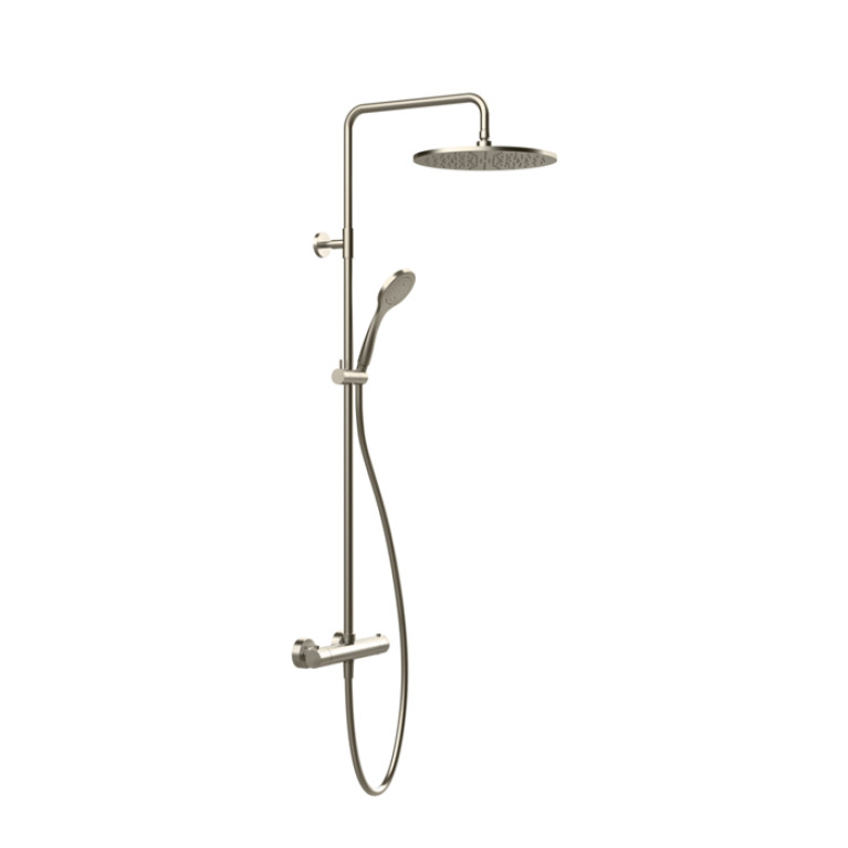 Gessi Emporio shower Настенный смеситель-термостат, душевая головка, переключатель, штанга, шланг, душ 300мм, цвет: Finox Brushed Nickel