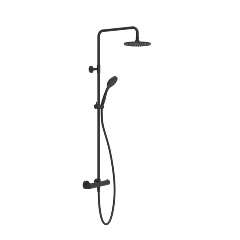 Gessi Emporio shower Настенный смеситель-термостат, душевая головка, переключатель, штанга, шланг, душ 200мм, цвет: Black XL (СПЕЦцена со склада!)