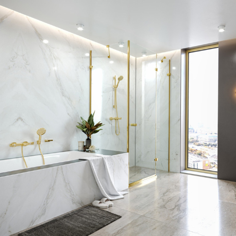 HG Ecostat Comfort  Термостат для ванны на 2 источника с изливом 178мм, настенный монтаж, цвет шлифованная бронза