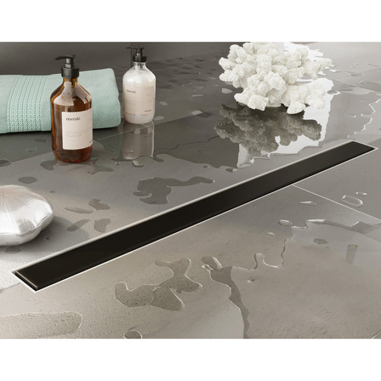 Plumberia Selection Трап душевой PS MODULAR 4x80 2устор. накладка из нерж.стали, основа из пластика 50мм,40л/мин, черн.матов.