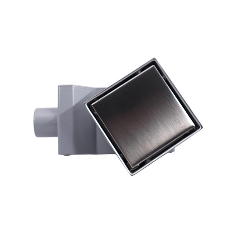 Plumberia  Трап душевой PS HOLDER&nbsp;13x13 2устор. накладка из нерж.стали, комбинир.затвор с горизонт. Выпуском Ду 50мм,40л/мин, браш.нерж.сталь