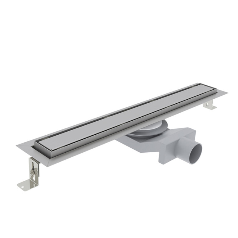 Plumberia Selection Трап душевой PS IN-TILE 6x60 2устор. накладка из нерж.стали, комбинир.затвор с горизонт. Выпуском Ду 50мм,40л/мин, браш.нерж.сталь