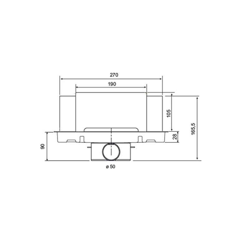 Plumberia Selection Трап душевой PS WALLDRAIN 6x30 встраив.в стену, с накл.из нерж.сталь, горизонт. выпуск Ду 50мм,40л/мин, браш.нерж.сталь