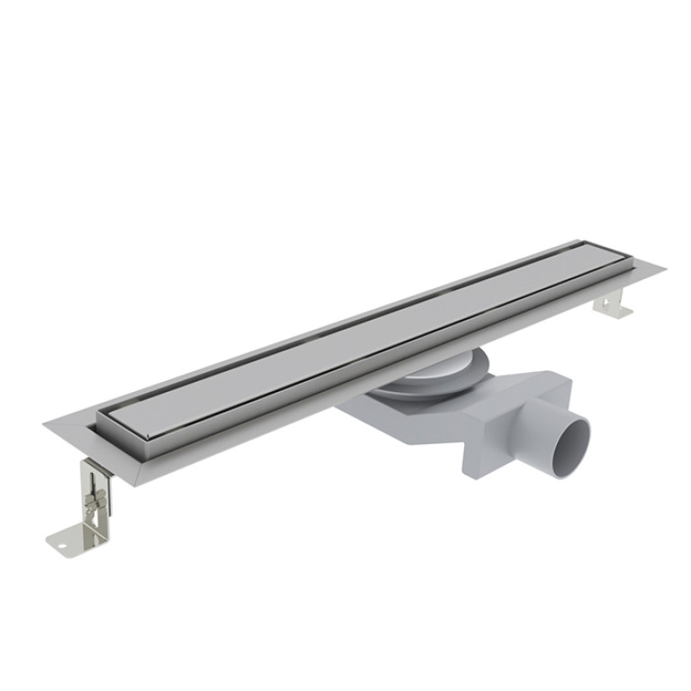 Plumberia Selection Трап душевой PS IN-TILE 6x90 2устор. накладка из нерж.стали, комбинир.затвор с горизонт. Выпуском Ду 50мм,40л/мин, браш.нерж.сталь