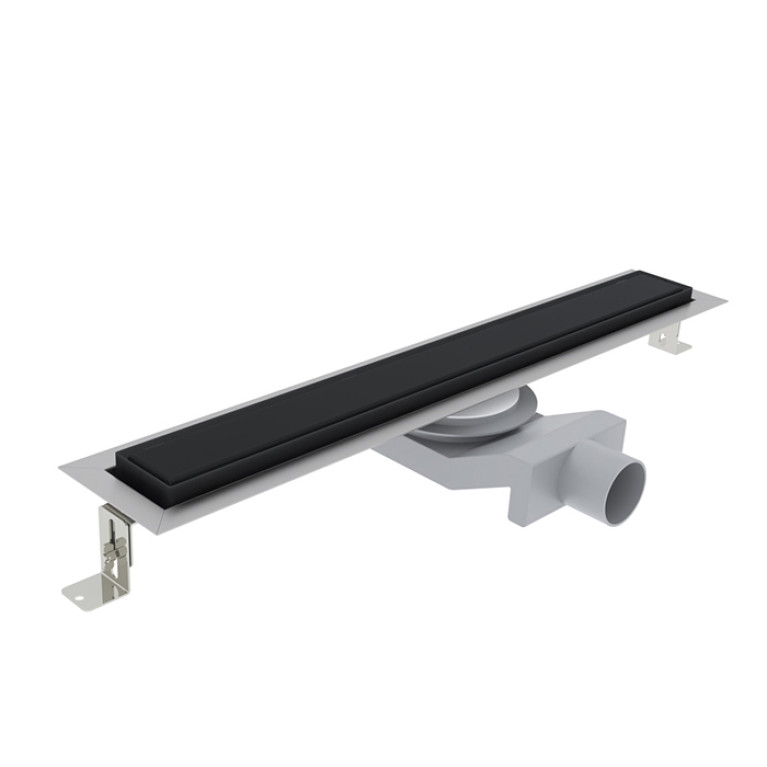 Plumberia Selection Трап душевой PS IN-TILE 6x90 2устор. накладка из нерж.стали, комбинир.затвор с горизонт. Выпуском Ду 50мм,40л/мин, черн.матов.