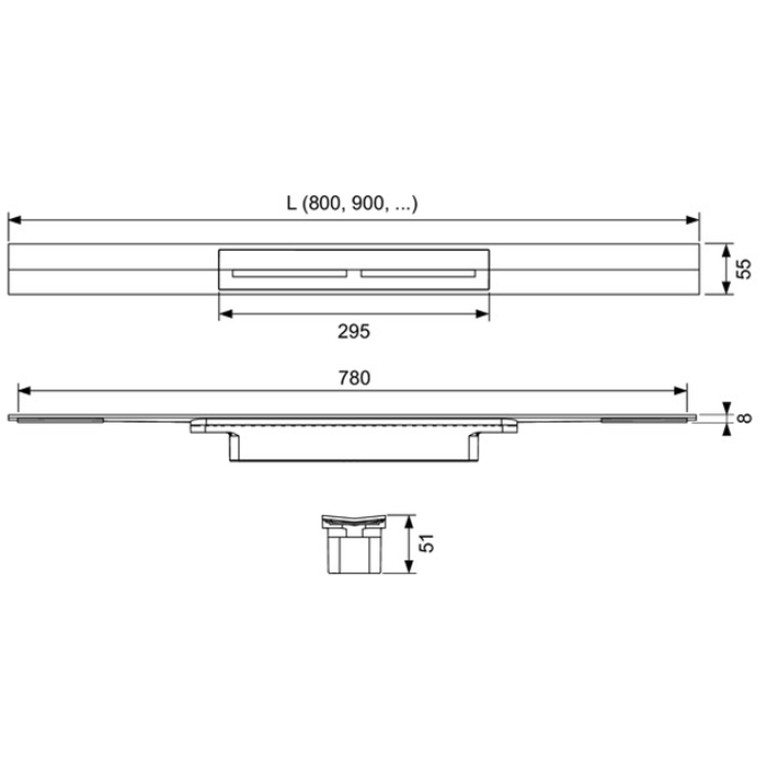 TECE Профиль для душа TECEdrainprofile, 1000 мм, PVD Polished Black Chrome
