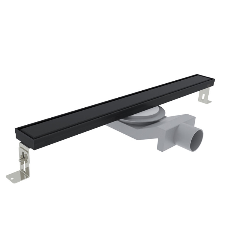 Plumberia Selection Трап душевой PS LINEAR 6x120 2устор. накладка из нерж.стали, комбинир.затвор с горизонт. Выпуском Ду 50мм,40л/мин, черн.матов.