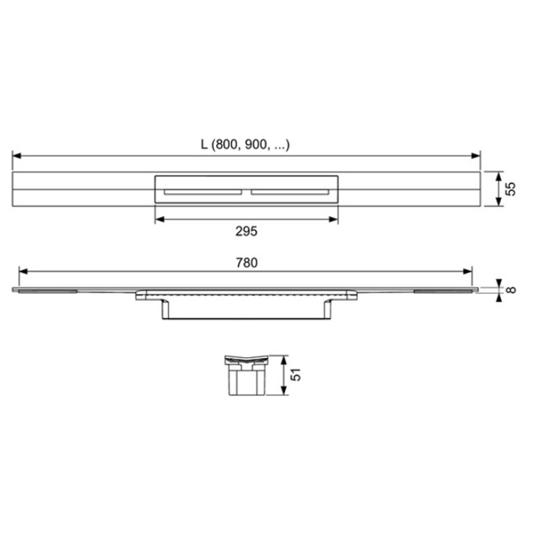 TECE Профиль для душа TECEdrainprofile, 800 мм, PVD Brushed Black Chrome