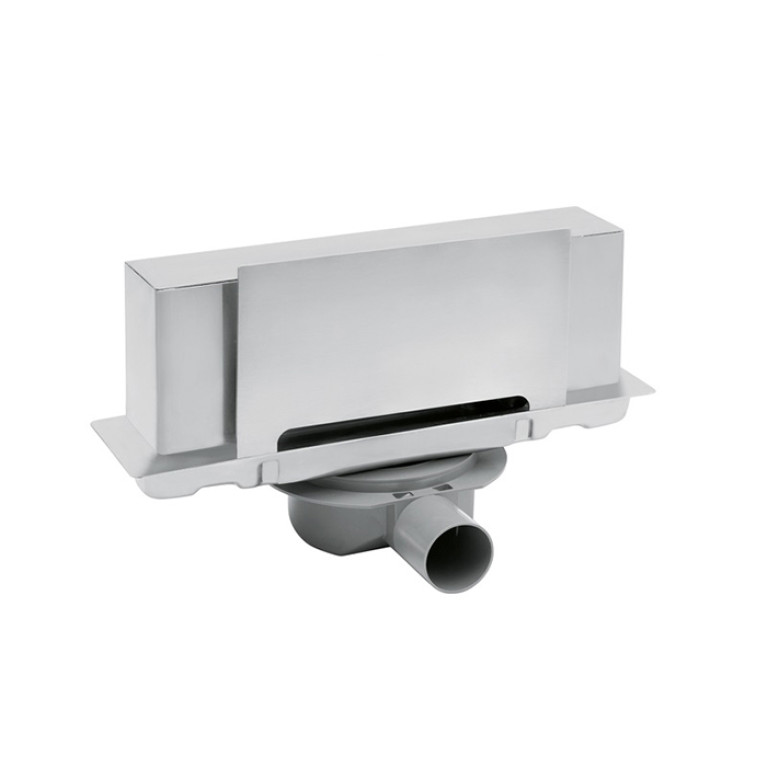 Plumberia Selection Трап душевой PS WALLDRAIN 6x30 встраив.в стену, с накл.из нерж.сталь, горизонт. выпуск Ду 50мм,40л/мин, браш.нерж.сталь