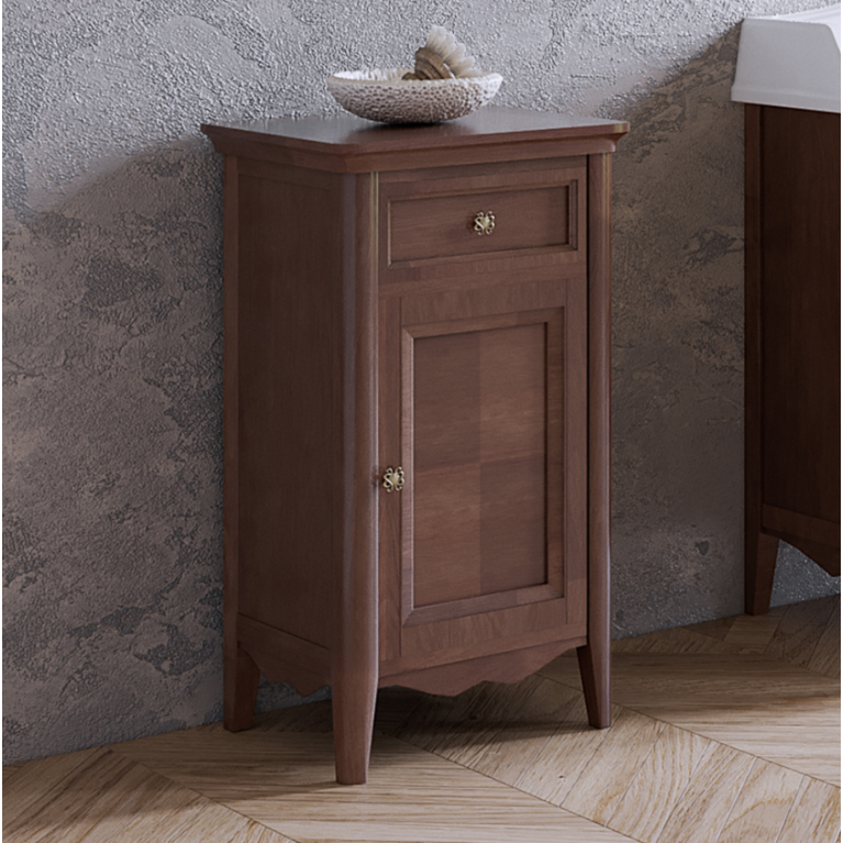 TW Veronica, Тумба 50.2/45*40/37.4*h86.7см, 1 расп дверка 1 выдв ящ, доводчик Blum (петли справа-DX), цвет: noce, ручки: Riflesso бронза (ЦЕНА со скл)