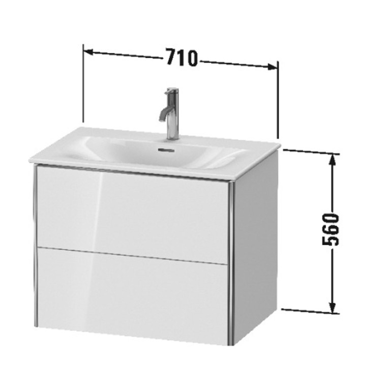 Duravit XSquare Тумба подвесная под раковину # 234473, 2 яшика, 560x710x478мм, цвет White High Gloss