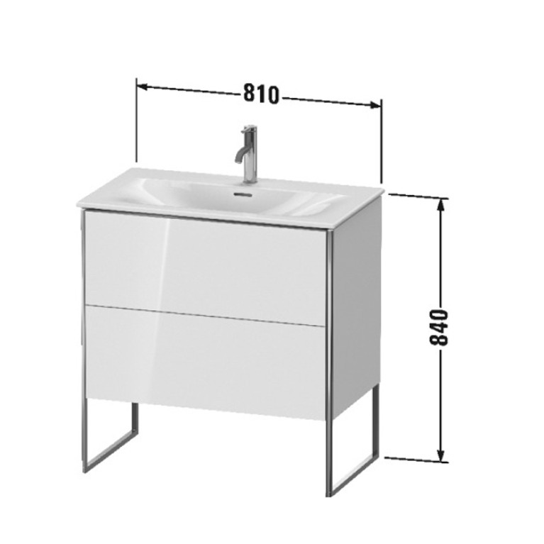 Duravit XSquare Тумба напольная под раковину # 234483, 2 яшика, встроенные ножки с регулировкой по высоте, 592x810x478мм, цвет White High Gloss