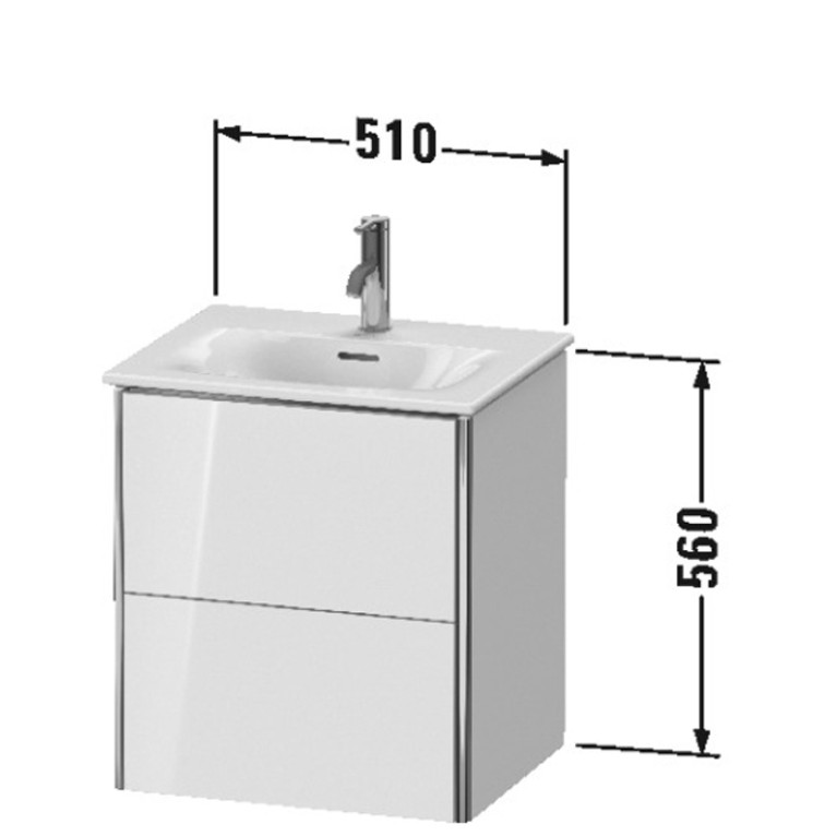 Duravit XSquare Тумба подвесная под раковину # 234453, 2 яшика, 560x510x418мм, цвет White High Gloss