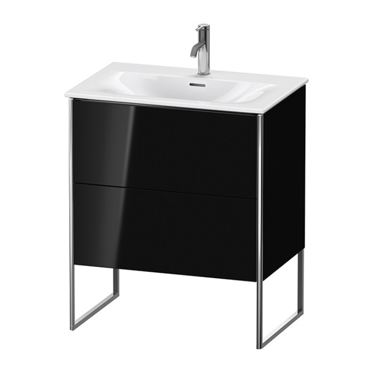 Duravit XSquare Тумба напольная под раковину # 234473, 2 яшика, встроенные ножки с регулировкой по высоте, 592x710x478мм, цвет Black High Gloss
