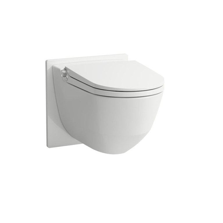 Laufen Cleanet Riva Унитаз-биде подвесн 600х395х405мм, безободк с пультом д/у, с сиденьем, c покрытием LCC , цвет белый глянец/хром