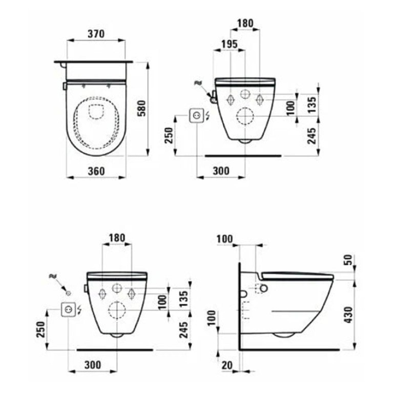 Laufen Cleanet Navia Унитаз-биде подвесной 580х370х380 мм, безободковый с съемным сиденьем (микролифт), цвет белый c покрытием LCC (АКЦИЯ со склада)