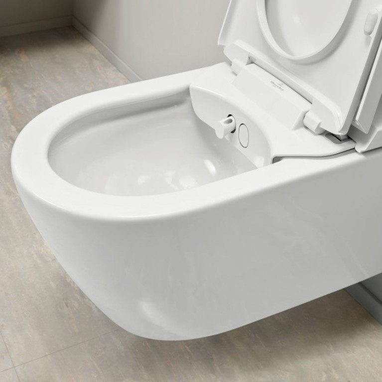 VilleroyBoch Viclean Унитаз-биде подвесной 385*595*400, CeramicPlus, цвет-альпийский белый