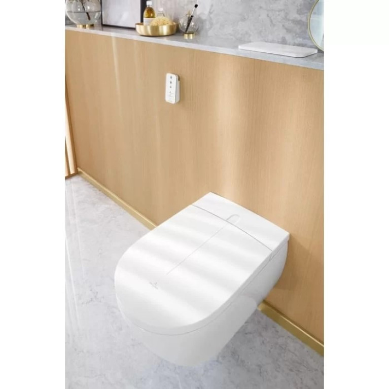 VilleroyBoch Viclean Унитаз-биде подвесной 385*595*360, в комплекте с сиденьем, покрытие CeramicPlus, цвет альпийский белый (временно недоступен!)