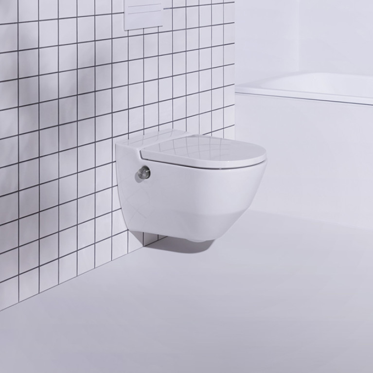 Laufen Cleanet Navia Унитаз-биде подвесн 580х370х380мм, безободковый с сиденьем (микролифт), цвет белый матов c покрытием LCC(ВРЕМЕННО не поставляем!