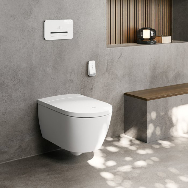 VilleroyBoch Viclean Унитаз-биде подвесной 385*595*400, CeramicPlus, цвет-альпийский белый