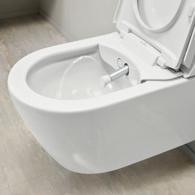 VilleroyBoch Viclean Унитаз-биде подвесной 385*595*400, CeramicPlus, цвет-альпийский белый
