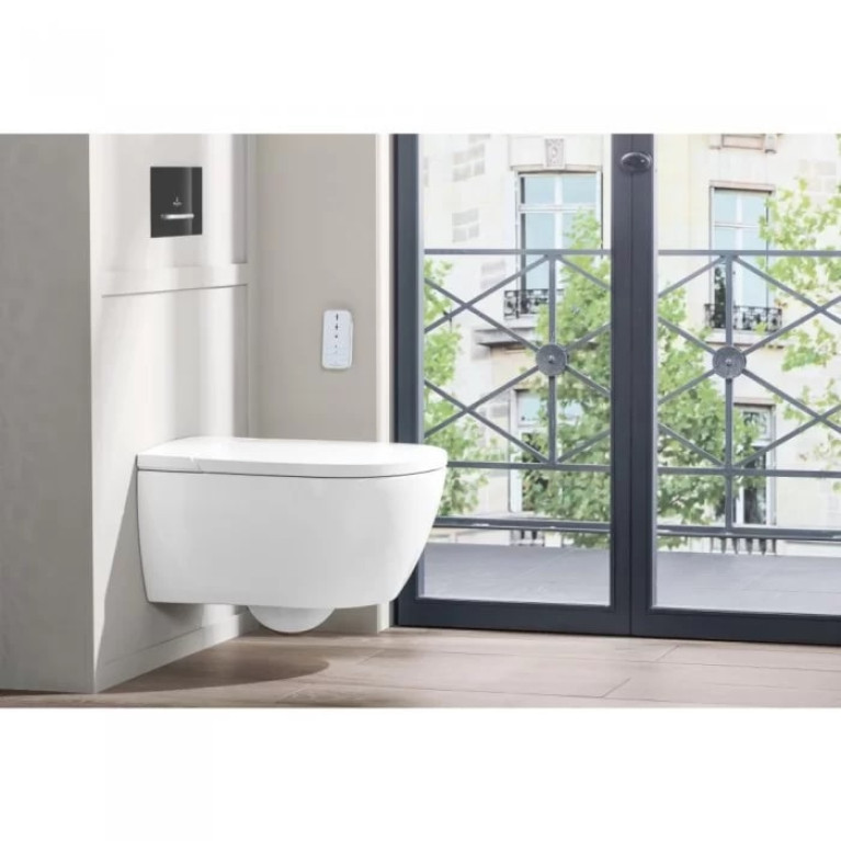 VilleroyBoch Viclean Унитаз-биде подвесной 385*595*360, в комплекте с сиденьем, покрытие CeramicPlus, цвет альпийский белый (временно недоступен!)