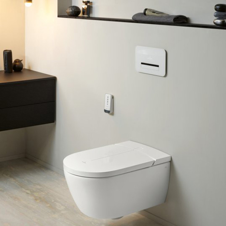 VilleroyBoch Viclean Унитаз-биде подвесной 385*595*400, CeramicPlus, цвет-альпийский белый