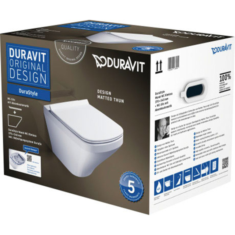 DURAVIT DURASTYLE Комплект: подвесной унитаз Rimless  2551090000 370х540 мм.+сиденье с SoftClose 006379 (СПЕЦЦЕНА)