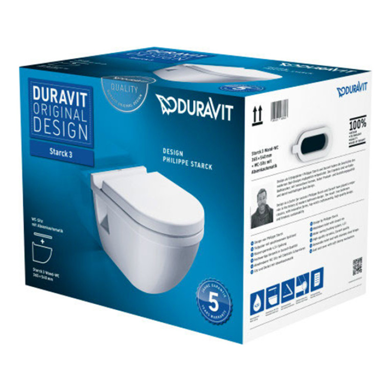 Duravit Starck 3 Комплект: унитаз подвесной  360х540 мм 220009 + сиденье с микролифтом: 006389 цвет: белый