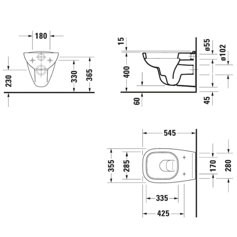 Duravit D-Code Комплект: Унитаз подвесной 25350900002 +сиденье 0067310000, цвет: белый глянцевый (Спеццена)