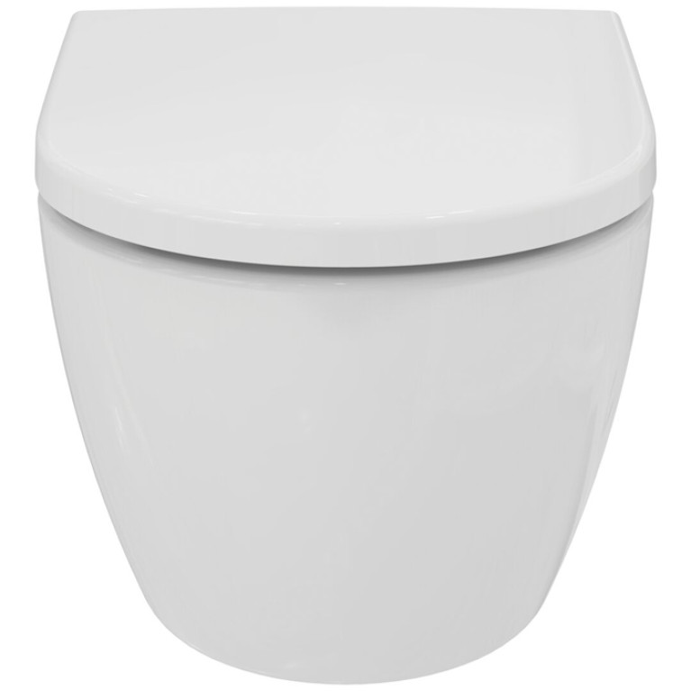 Ideal Standard Ellise Унитаз подвесной 545х365 мм безободковый  с сиденьем и крышкой SoftClose, со скрытым крепежом цвет: белый глянец