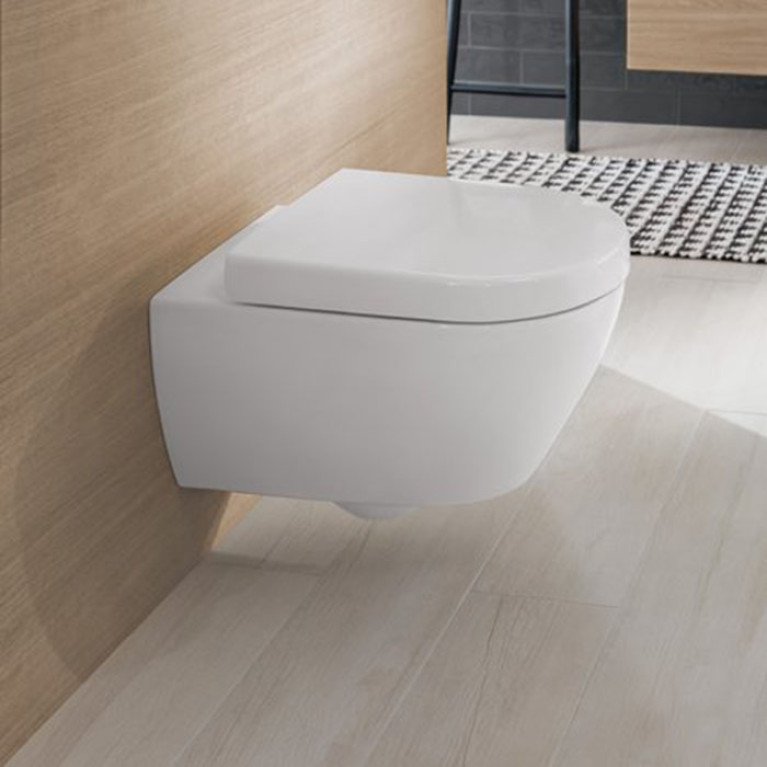 VilleroyBoch Subway 2.0 Сиденье для унитаза с микролифтом, цвет белый/нержавеющая сталь