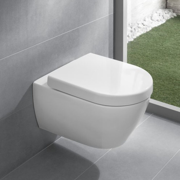 VilleroyBoch Subway 2.0 Сиденье для унитаза с микролифтом, цвет белый/нержавеющая сталь