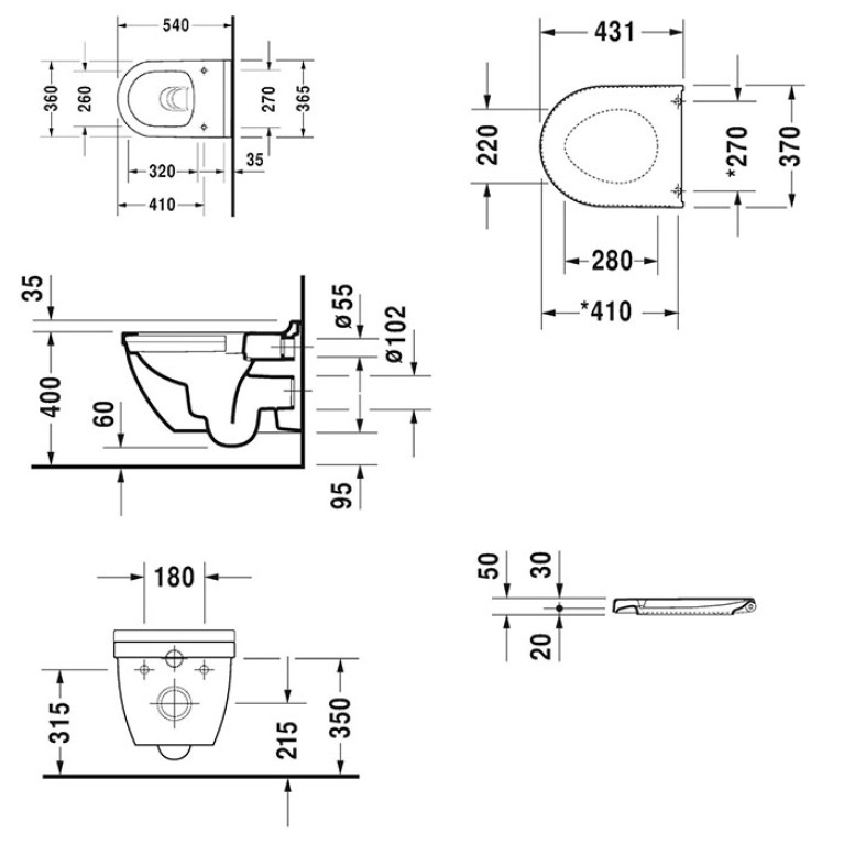 Duravit Starck 3 Комплект: подвесной унитаз Rimless 2527090000 + сиденье с микролифтом (Soft Close) 006389 (СПЕЦЦЕНА с нашего склада!)